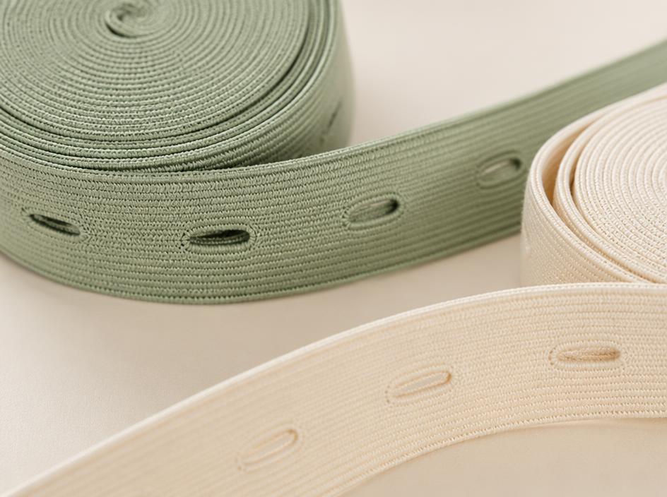 Buttonhole elastic with evenly spaced button holes